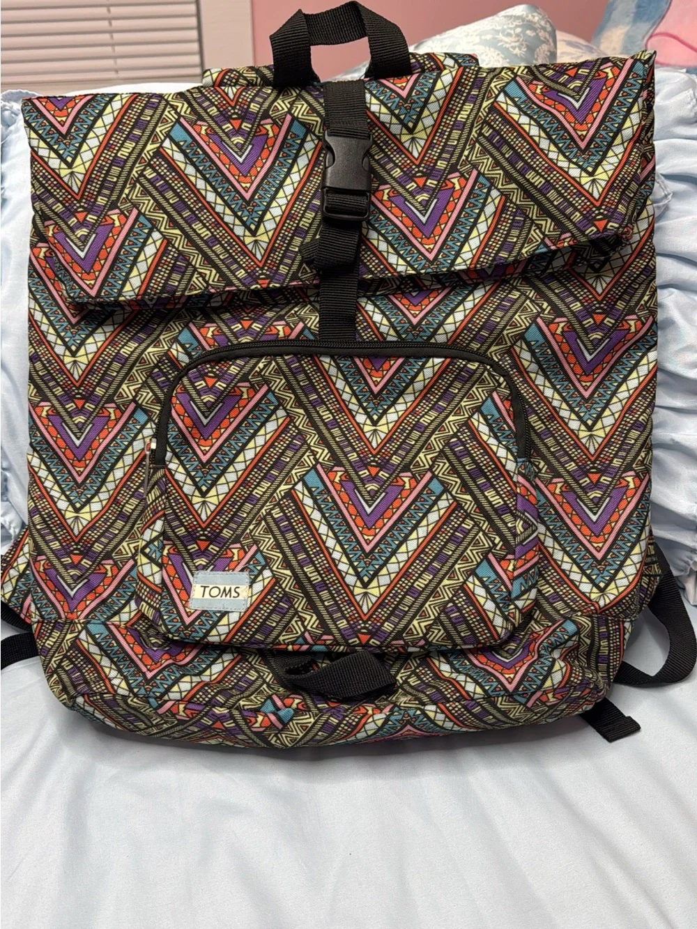 TOMS Standup Geometric Tribal Print foldover/roll-top backpack